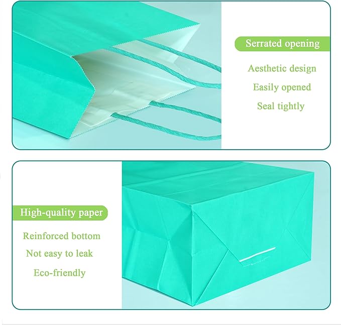 25 PCS Small Teal Blue Gift Bags Turquoise Paper Bags - Image 3