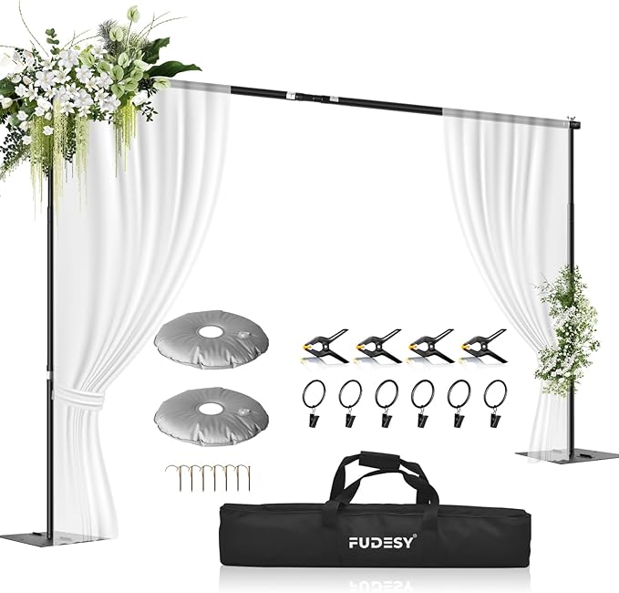 FUDESY Backdrop Stand Heavy Duty, 10x10ft Adjustable Photo Background Pipe and by FUDESY