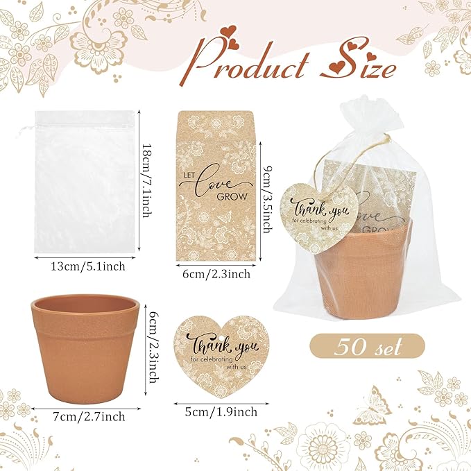 Cinrobiye 50 Sets Let Love Grow Wedding Favors - Image 2