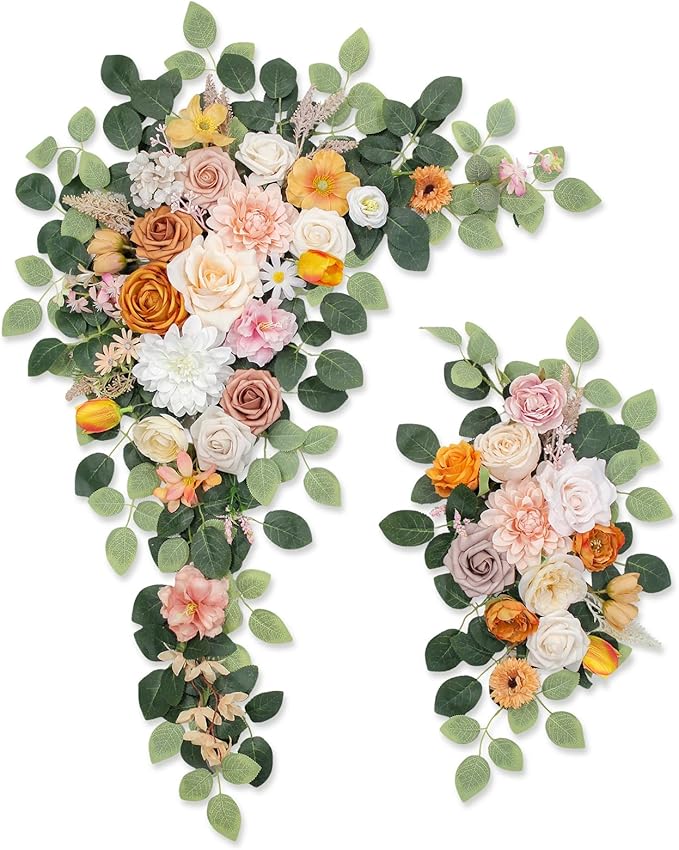 Wedding Arch Flowers Kit, Artificial Flower Arch Decor by Odouzy