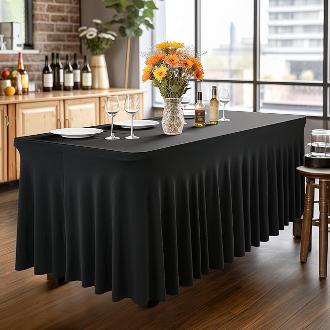 Wish Care 6 Pack Black Spandex Table Cloths - Image 5