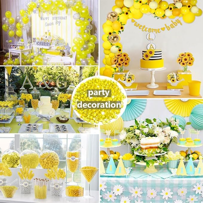 630 PCS Yellow Acrylic Flat Marbles Decorative Gems Table Confetti - Image 5