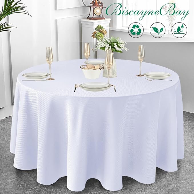 Biscaynebay Textured Fabric Round Tablecloths 90", Wedding and Parties etc. - Image 6