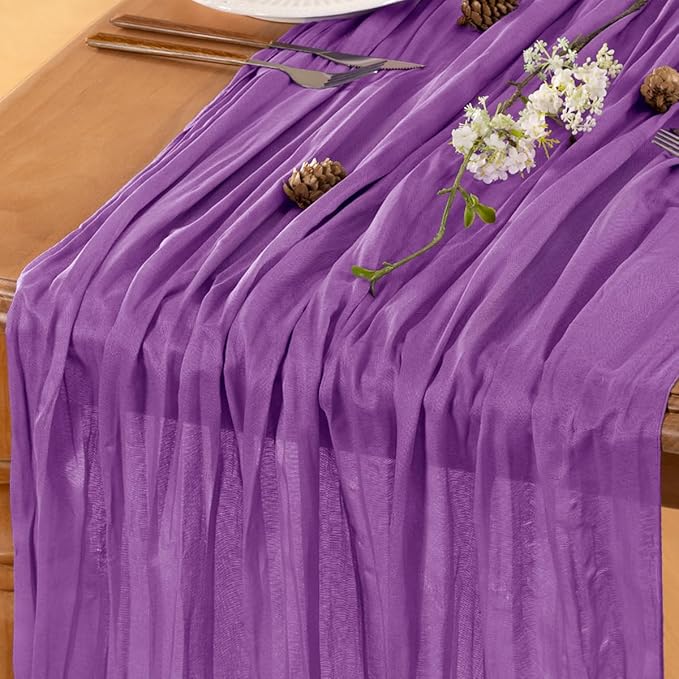 Purple Table Runner Cheesecloth Table Runner 14FT Farmhouse Table Runners 160 by LINXTAR