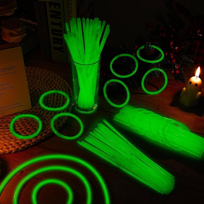 100 Pack 8” Green Glow Sticks Bulk - Image 4