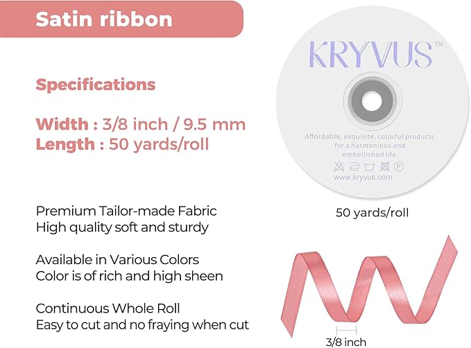 Rose Gold Satin Ribbon 3/8 inch X Continuous 50 Yards, Single Face Polyester - Image 3