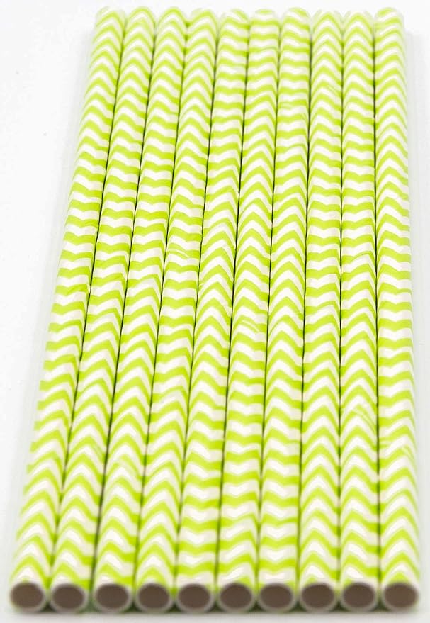 Pack of 900 Green Chevron Biodegradable 4-Ply Paper Drinking Straws - Image 2