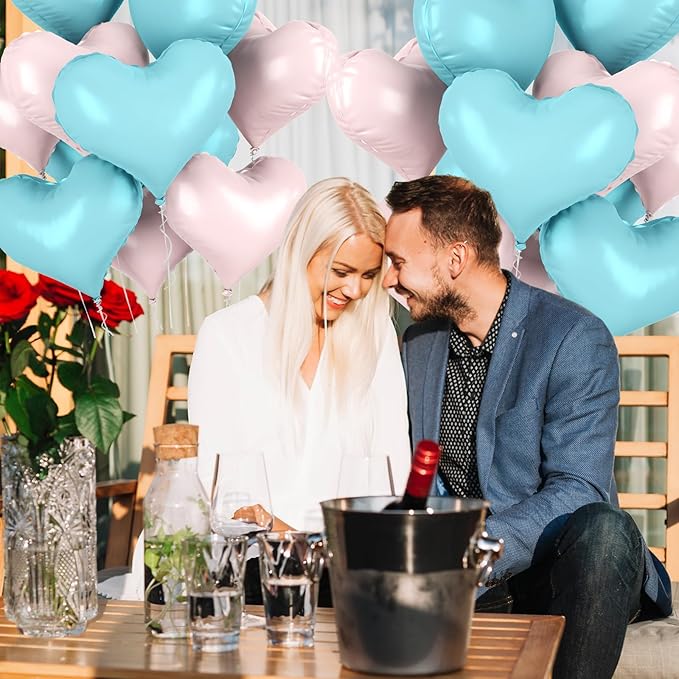 20 Inch Blue Pink Heart Balloons - Image 4