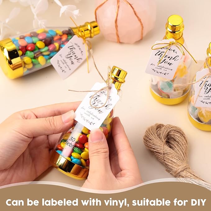 Gerrii 100 Pcs Metallic Mini Champagne Bottle Candy Container Shaped Jars Gold - Image 4
