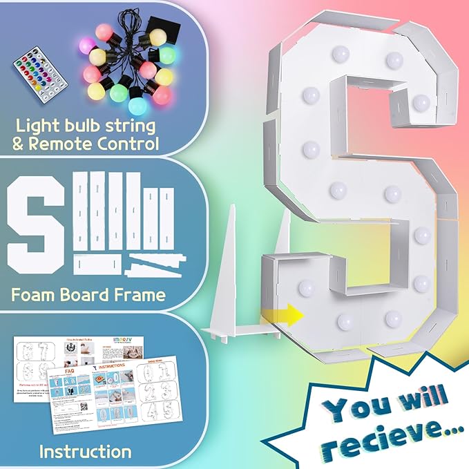 imprsv 4FT Colorful Marquee Light Up Letters S, 18 Colors Large Light up - Image 5
