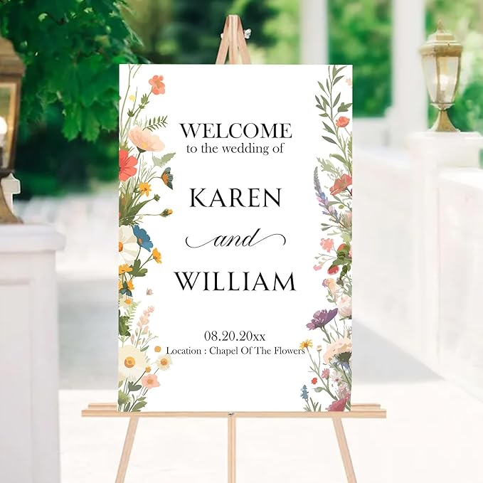 Personalized Wildflower Wedding Welcome Sign, Floral Personalized Sign - Image 5