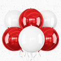 6Pcs Red White Round Foil Balloons, Giant 4D Round Ball Balloon, 22 Inch by Adorely