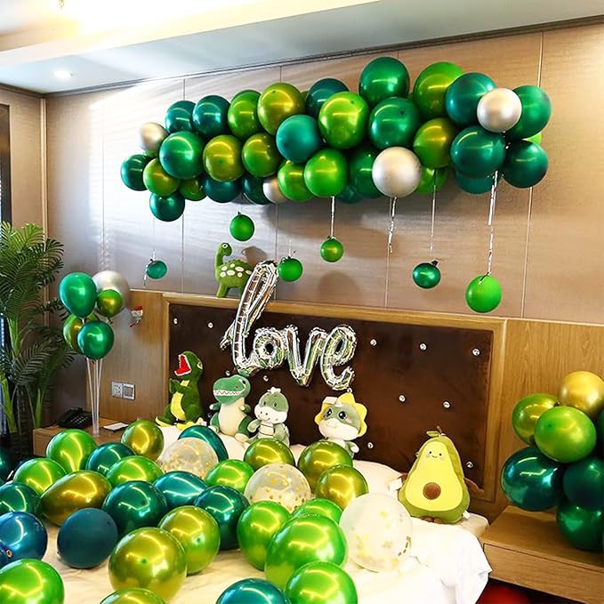 Chrome Green Balloons 12 Inch, Double Stuffed Metallic Dark Green Balloons - Image 7