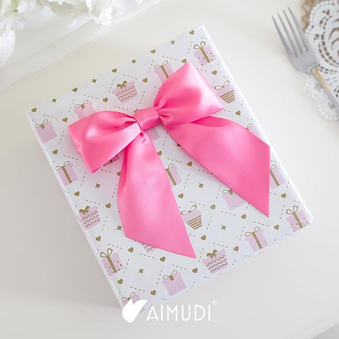 AIMUDI Hot Pink Satin Bows 5.5" Bows - Image 7