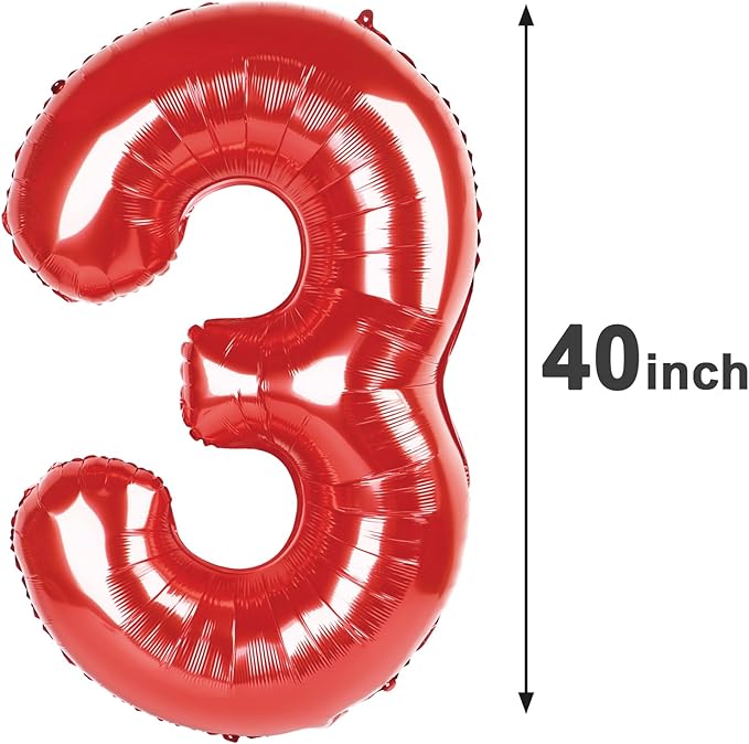 Red Number 13 Balloon 40 Inch Birthday Decorations, Number 13 Balloon Birthday - Image 3