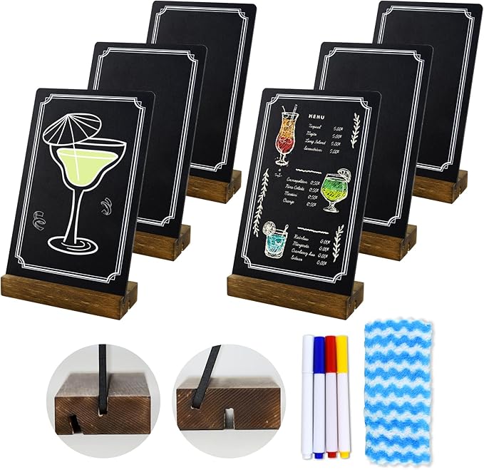 6 Pack Small Chalkboard Signs by Horchen