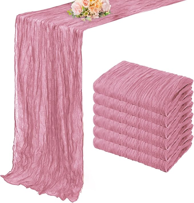 6 Pack Dusty Rose 10FT Cheesecloth Table Runner 20 x 120 Inch Long Rustic Gauze by FoliafeelHome