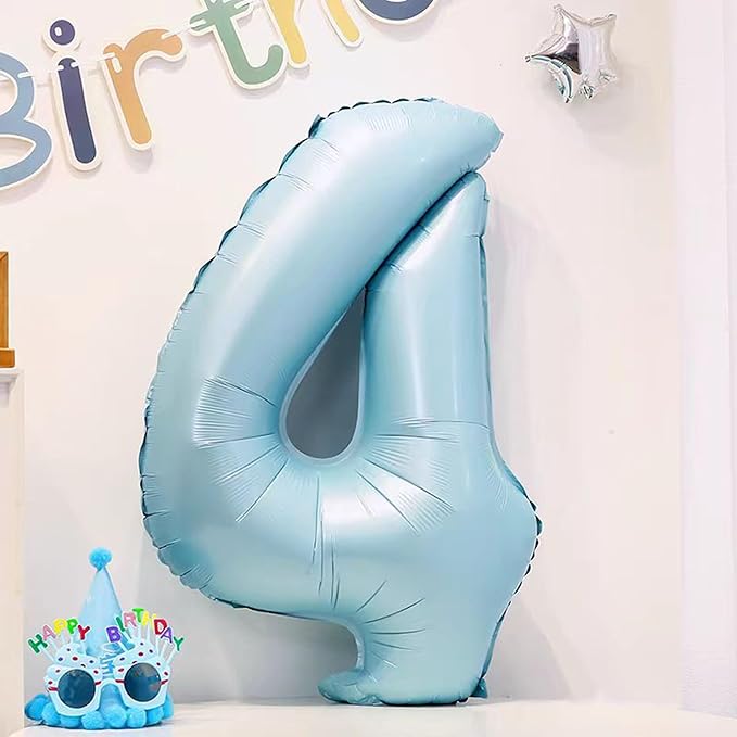 40 Inch Blue Large Numbers Balloons0-9, Number 4 Digit Helium Balloons - Image 3