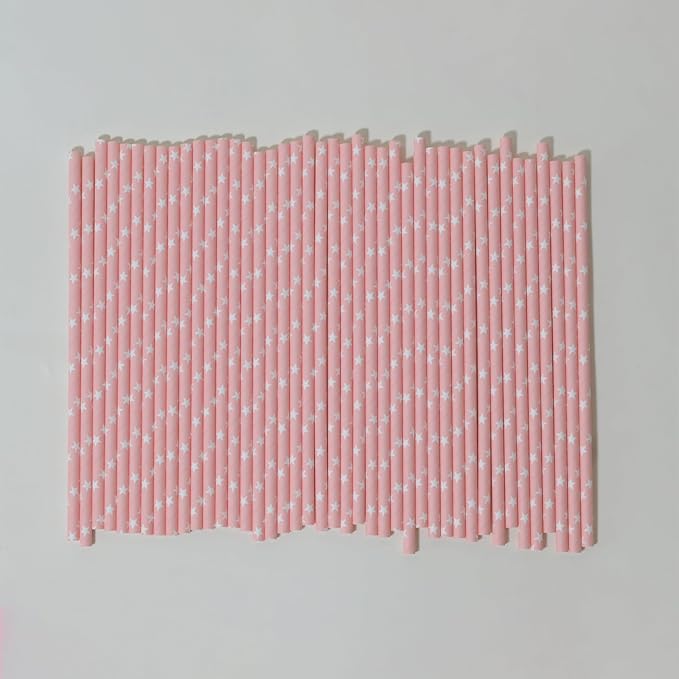 Pink Straws Disposable Biodegradable Star Paper Straws - Image 4