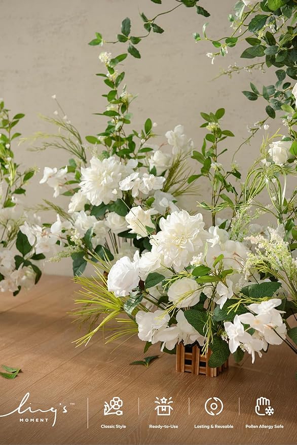 Ling's moment 17.5" Tall Free Standing Artificial Flowers Arrangements 4 pcs - Image 6