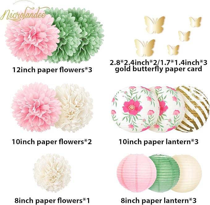 NICROLANDEE Wedding Party Decorations, Foil Gold Butterfly Baby Bridal Shower - Image 2