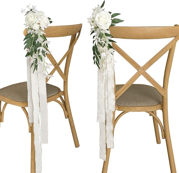 Lookein Set of 8 Pew Flowers for Wedding Ceremony Chair Decorations Bench by Lookein