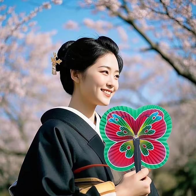 12 Pieces Folding Hand Paper Fans Handheld, Butterfly Decorations Accordion - Image 4