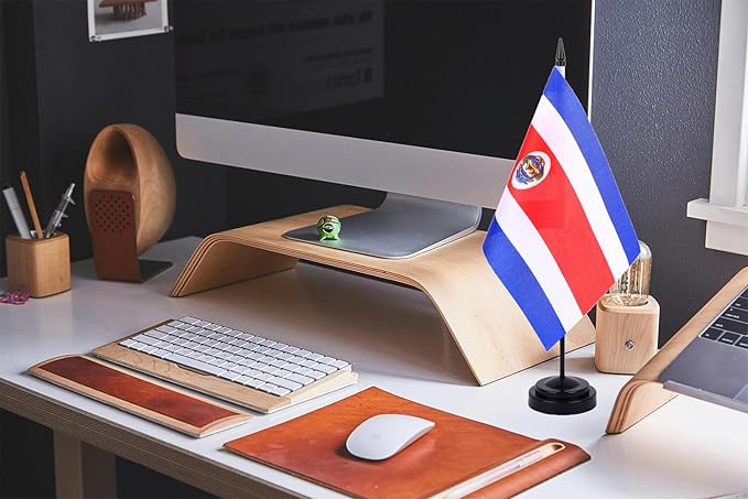 WXTWK 2 Pack Costa Rica Flag Costa Rica Deluxe Desk Flag Set - Image 5