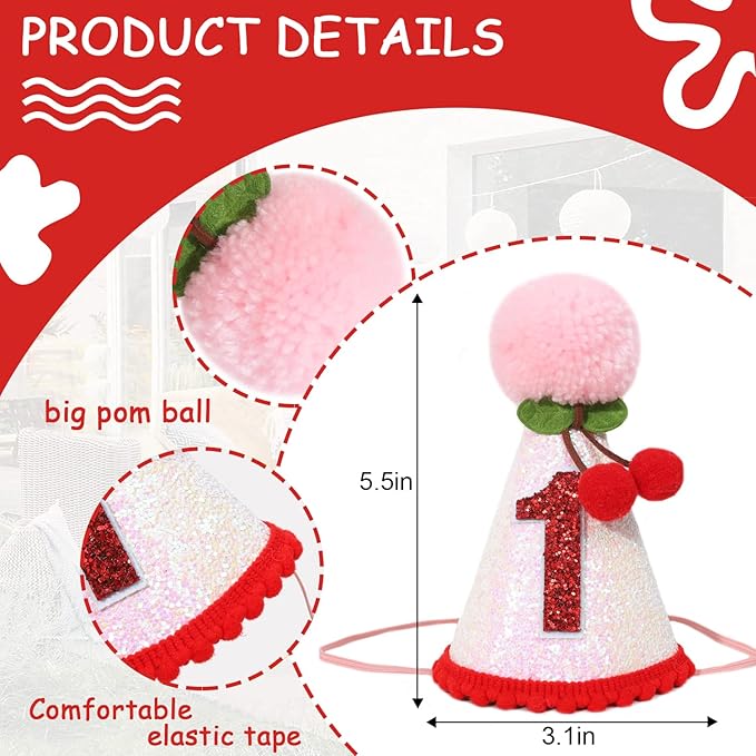 Cherry 1st Birthday Hat - Image 2