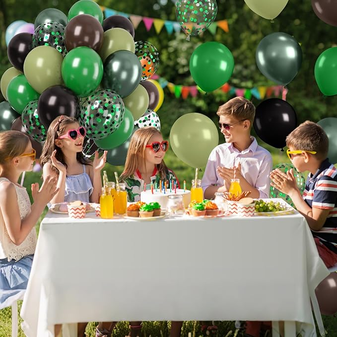 Paready Dark Green and Brown Balloons Set, 12 Inch Sage Green Confetti Party - Image 6