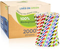 Disposable 7.75" Colorful Paper Drinking Straws Bulk 2000 Counts, 10 Assorted by LivesonGreen