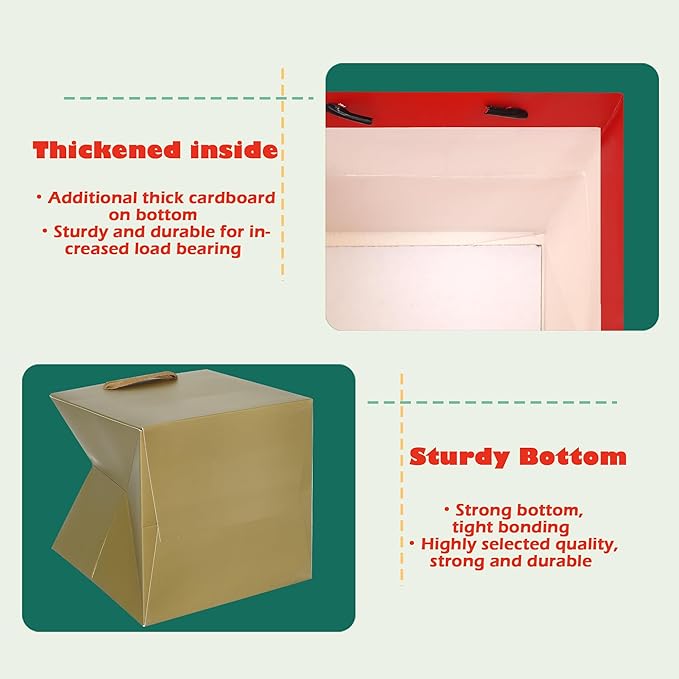 ADIDO EVA Gold Square Gift Bags Small Size Square Bottom Paper Bags - Image 4