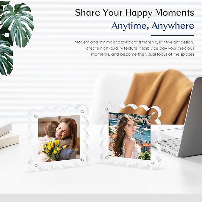 Acrylic Magnetic Picture Frames 4x4-6Pack Clear Freestanding Photo - Image 6