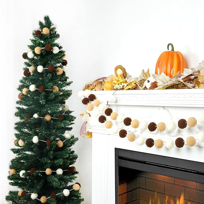 TBD Decor 2pk Pom Pom Garland 13FT Colorful Large Felt Ball Garland Fall - Image 5