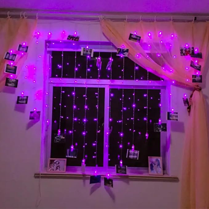 Purple String Lights, 33ft 100 LED 8 Modes Clear Wire Plug in Christmas Easter - Image 4
