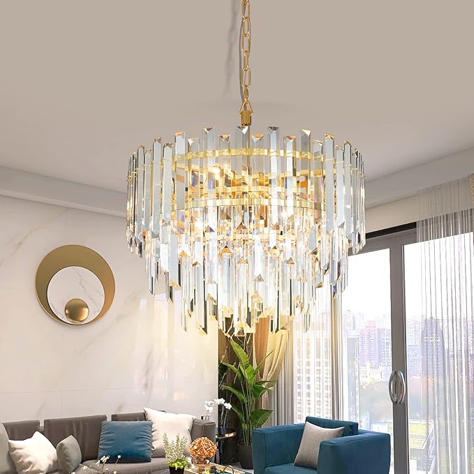Gold Copper Crystal Chandelier Lighting 17.7'' by Lt-vtLighting