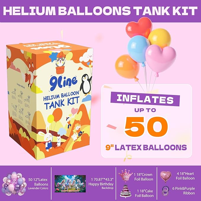 9Line 13L Helium Tank Up To 50 Latex Balloons, Helium Tank - Image 2
