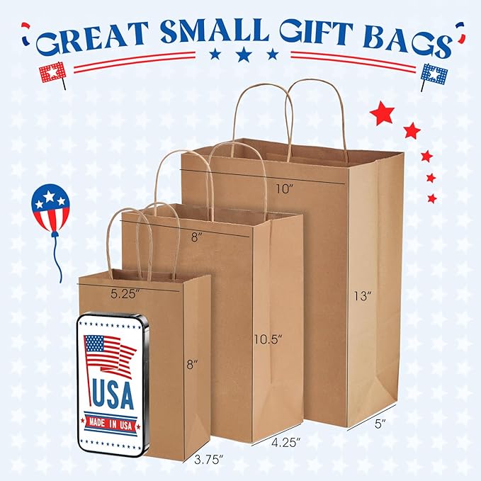 MESHA Kraft Paper Bags 5.25X3.75X8 Inch Brown Small Gift Bags - Image 2