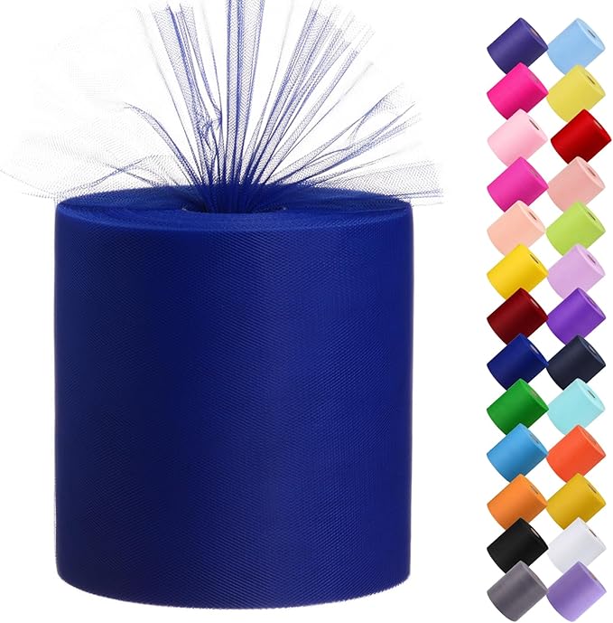 Tulle Fabric Roll, 6” by 200 Yards Tulle Organza Fabric Spool by ICOSHOW