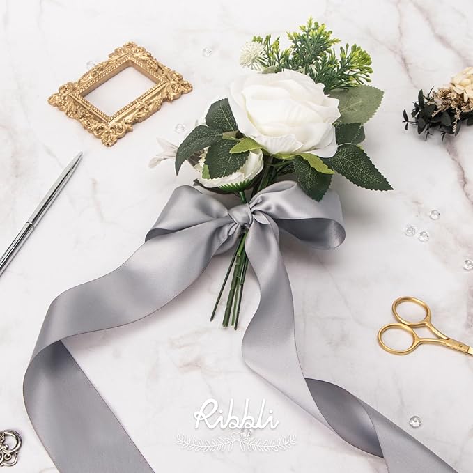 Ribbli Silver Double Faced Satin Ribbon, 2” x Continuous 10 Yards, Use - Image 4