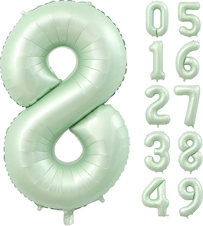 40 Inch Olive Green Number 8 Balloon 40 Inch Big Self Inflating Foil Number by Lnhiya
