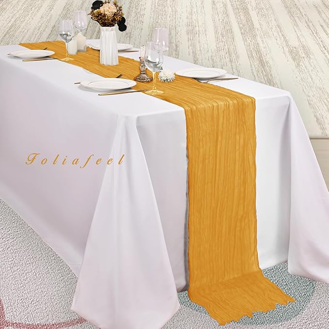 6 Pack Mustard 10FT Cheesecloth Table Runner Rustic Gauze Fabric Cheese Cloth - Image 4