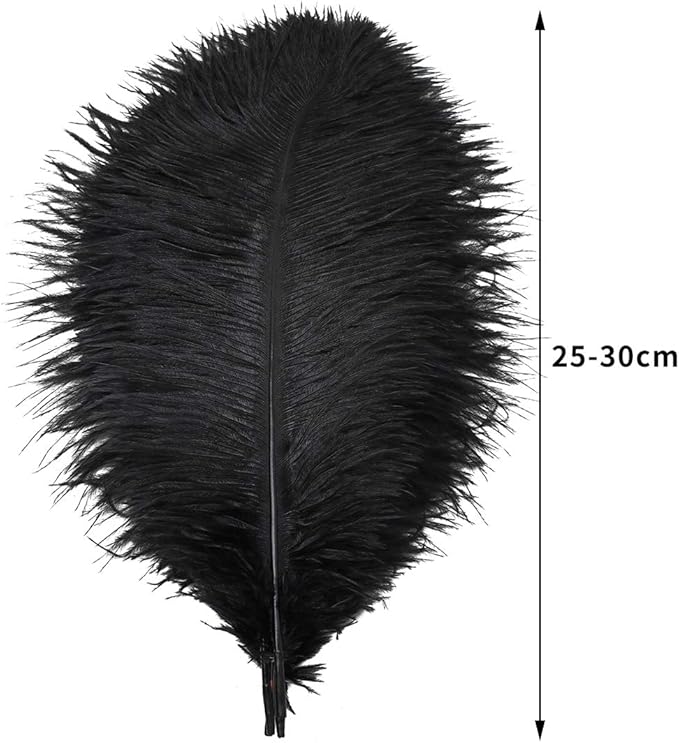 24pcs Natural Black Ostrich Feathers 10-12inch - Image 3