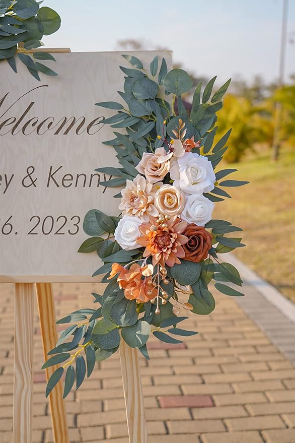 ponatia Wedding Arch Flowers, Artificial Burnt Orange Flowers - Image 6