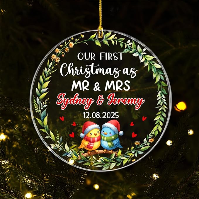 Our First Christmas As Mr & Mrs Ornament 2025, Personalized 1st Christmas As Mr - Image 3