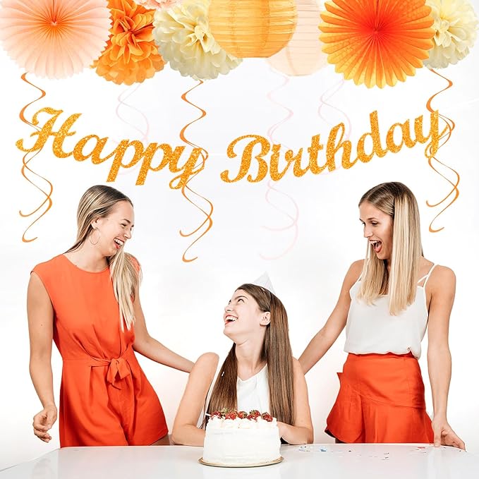 Orange-Peach Beige First Happy-Birthday Party-Decorations - Image 7
