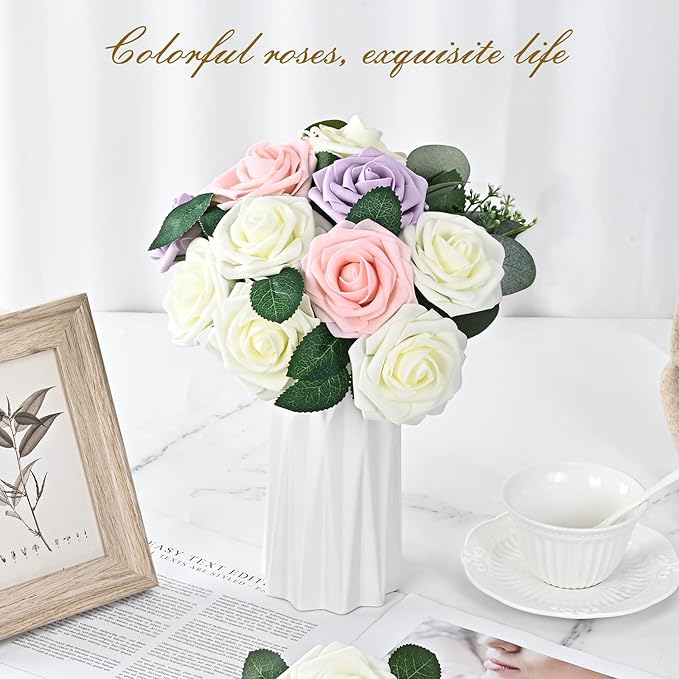 BLEUM CADE 16Pcs Artificial Flowers Fake Roses - Image 5