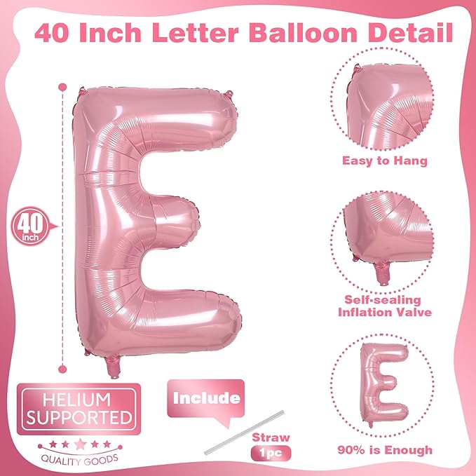 40 Inch Pearl Pink Large Letter Balloons A - Image 2