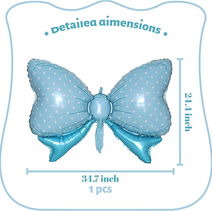 36 Inches Bow Foil Balloon Huge Bowtie Blue Balloon - Image 3