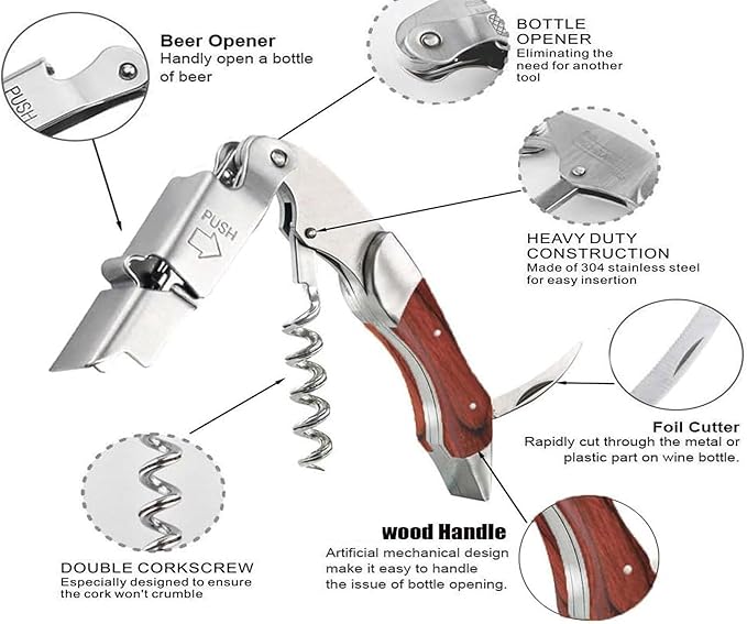 Professional Waiter Corkscrew Wine Key - Image 3